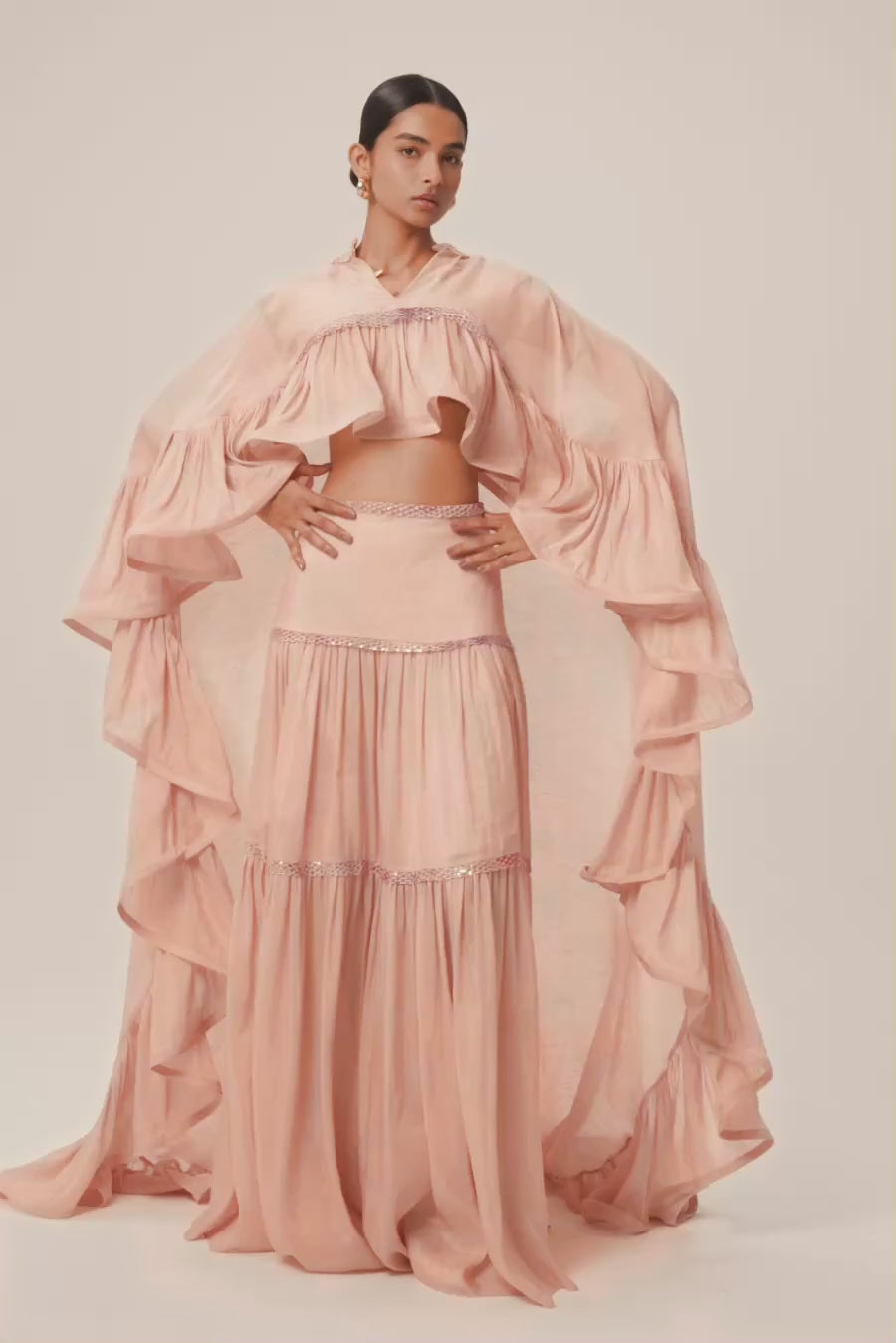 Woman BIJOU LINSILK CAPE Black 2003023 | Sana Osmani